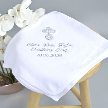 Christening White Blanket With Silver Cross, 6 of 7