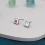 Princess Cut Ab Crystal Stud Earrings, thumbnail 5 of 11