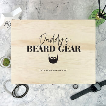 Personalised Beard Gear Pine Memory Box Five Sizes 16cm | 20cm | 26cm | 30cm | 36cm, 3 of 8
