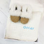 Personalised Lambswool And Sheepskin Cosy Baby Gift Set, thumbnail 5 of 9