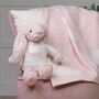 Personalised Pink Bashful Blanket And Bunny Baby Set, thumbnail 1 of 7
