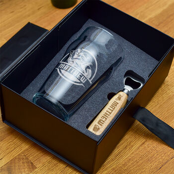 Gift Boxed Motorbike Pint Glass And Bottle Opener Set, 2 of 3