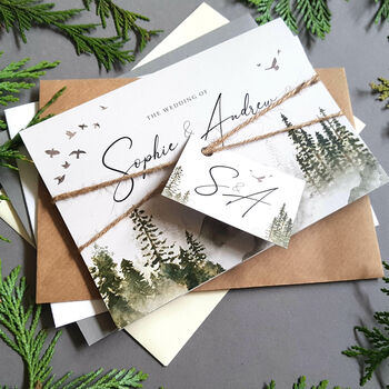 Misty Forest Wedding Invitations Sample, 4 of 11
