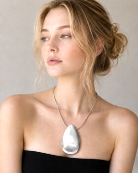 Matt Oval Sculptural Statement Pendant Necklace, 2 of 2