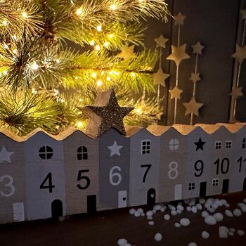 Wooden Star And Houses Christmas Advent Rule, 2 of 2
