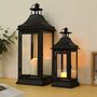 Set Of Two Black Outdoor Candle Lantern, thumbnail 2 of 6