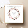 White And Burgundy Floral Wreath Personalised Wedding Card, thumbnail 1 of 2