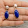 Lapis Lazuli, Pearl Sterling Silver Earrings, thumbnail 5 of 7