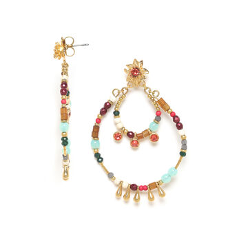 'Gypsy' Statement Drop Earrings Semiprecious Stones And Crystal, 3 of 3