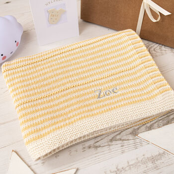 Unisex Fine Striped Knitted Baby Blanket, 2 of 12