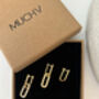 Gold Small Dangle Hoop Earrings With Charms, thumbnail 5 of 8