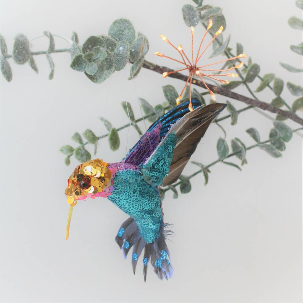 Sequin Hummingbird Christmas Decoration By Ella James ...