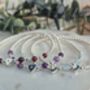 Sterling Silver February Amethyst Beaded Bracelet: February Birthstone Personalised Initial Heart, thumbnail 5 of 5