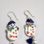 Jingle Bell Snowman Festive Painted Earrings With Stand, thumbnail 5 of 7