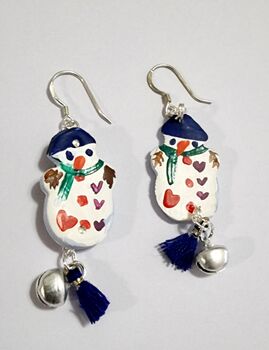 Jingle Bell Snowman Festive Painted Earrings With Stand, 5 of 7
