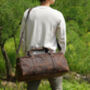 Stitched Detail Genuine Leather Holdall Vintage Look, thumbnail 2 of 9