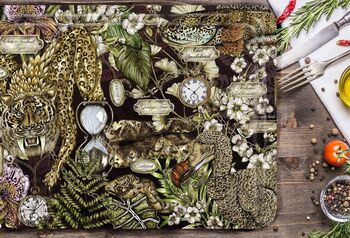 The Prehistoric Eden Serving Tray In Burgandy Featuring Extinct Wildlife By House Of Norris, 2 of 3