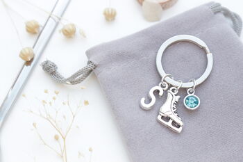 Ice Skating Personalised Keyring Ice Skate Gift, 3 of 7