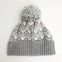 Ladies Lambswool Knitted Bobble Hat Waves Pattern, thumbnail 3 of 9