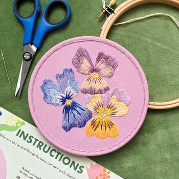 Pansy Floral Embroidery Kit, 3 of 6