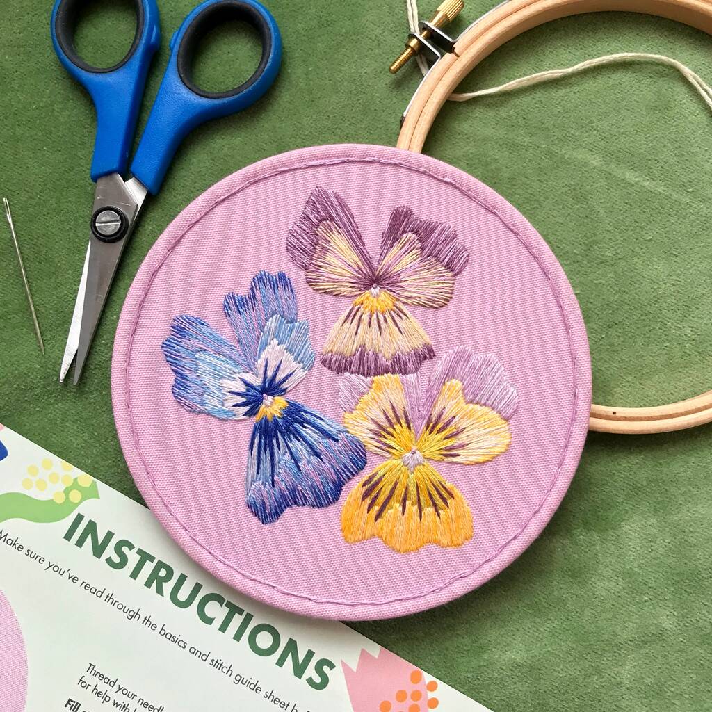 Pansy Floral Embroidery Kit, 1 of 5