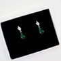 Emerald Green Rhinestone Drop Earrings, thumbnail 2 of 6