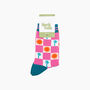 Palm Tree Sun Checkerboard Bamboo Socks In Pink, thumbnail 4 of 4