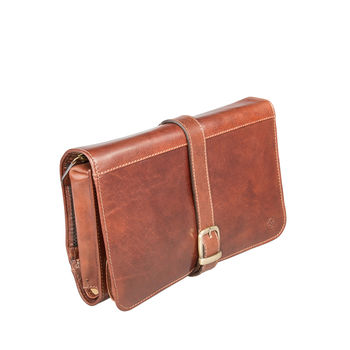 Mens Hanging Leather Wash Bag. 'The Pratello ', 5 of 12