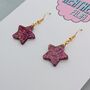 Sparkly Small Star Glitter Christmas Earrings Blue And Red, thumbnail 8 of 8