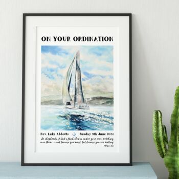 Personalised Ordination Sail Print Ordination Gift, 6 of 8
