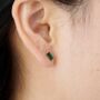 Emerald Birthstone Stud Earrings, Green Stone Stud Earrings, thumbnail 2 of 7