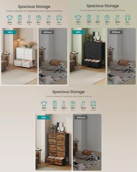 Chest Of Drawers Fabric Storage Unit Steel Mdf, 3 of 6