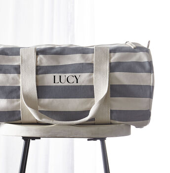 Personalised Striped Holdall | Grey, 2 of 2
