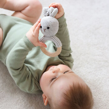 Grey Crochet Bunny Rattle, 2 of 4