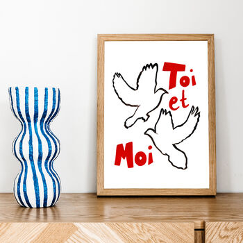 Toi Et Moi Hand Painted Dove Print, 2 of 5