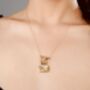Lotus And Om Engraved In Envelop Pendant Necklace, thumbnail 8 of 9