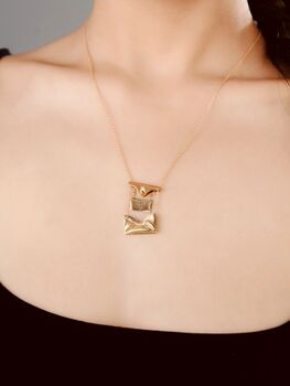 Lotus And Om Engraved In Envelop Pendant Necklace, 8 of 9