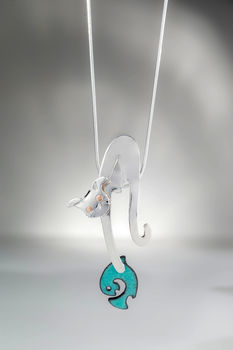 Cat Catching Fish Necklace, 2 of 4