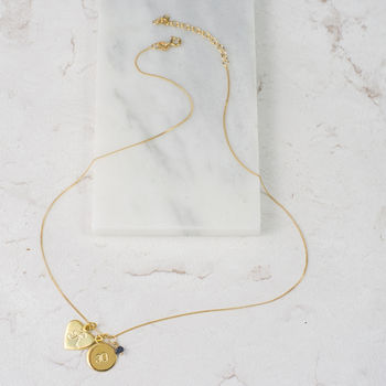 Monogram Gold Vermeil Necklace With Birthstone, 11 of 11