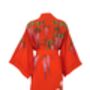 Wisteria And Chrysanthemum Terracotta Embroidered Long Kimono, thumbnail 10 of 12