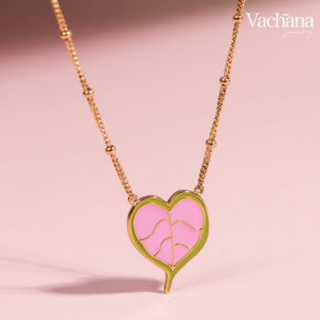 Enamel Bodhi Leaf Gold Vermeil, Sterling Silver Necklace, 2 of 9