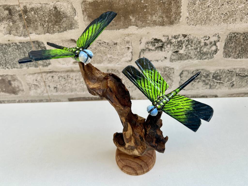 Handcrafted Emperor Dragonfly Wooden Sculpture Ornament, 1 of 10