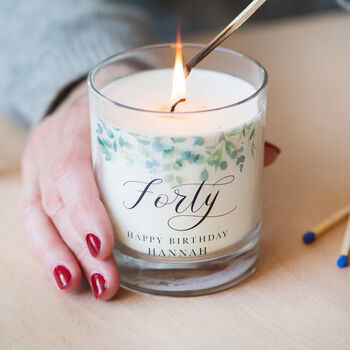 Eucalyptus Themed 40th Birthday Personalised Candle, 3 of 3
