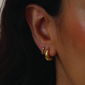 Teardrop Domed Gold Huggie Hoop Earrings In 18 K Gold Plated Vermeil, 5 of 5