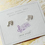 Music Note Stud Earrings In Sterling Silver, thumbnail 2 of 7