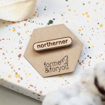 Wooden Northerner Engraved Brooch, 2 of 2