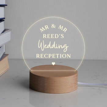 Personalised Desk Lamp Bride And Groom Wedding Signs, 2 of 5