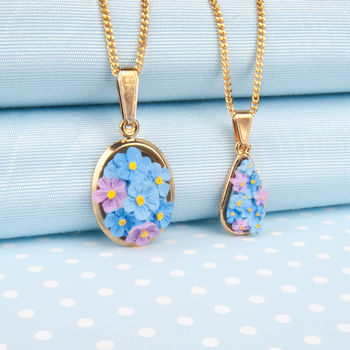 Hand Painted Forget Me Not Pendant Necklaces, 2 of 7