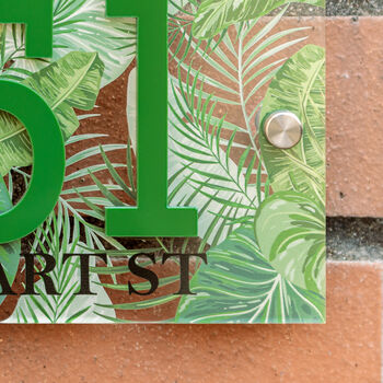 Personalised Acrylic Tropical House Door Number Sign, 3 of 6