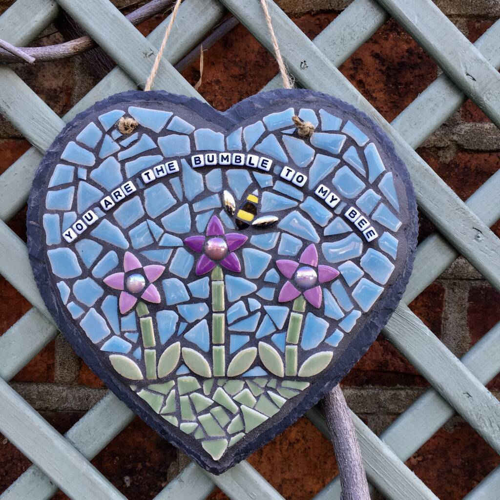 Personalised Inspiration Mosaic Hanging Slate Heart, 1 of 3